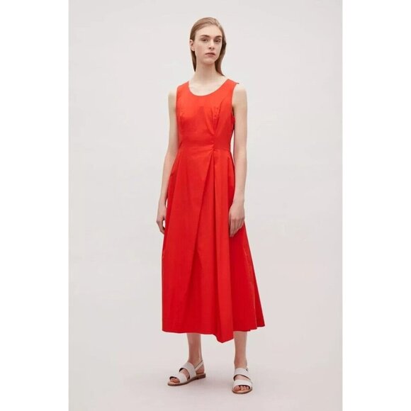 COS Orange Sleeveless Midi Dress 6 - Picture 1 of 8